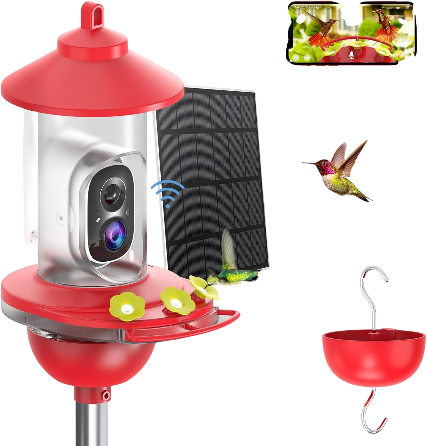 Soliom Solar Powered 2K Smart Bird Feeder, 20 oz